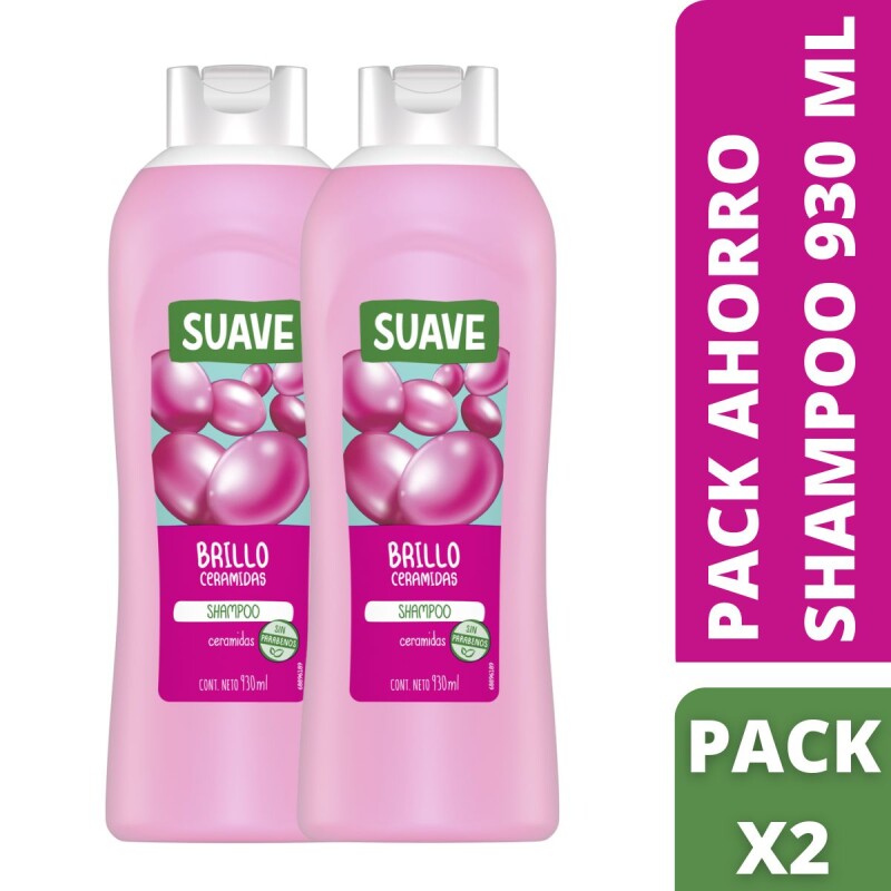 Shampoo Suave Brillo Ceramidas Pack Ahorro X2 930 ML