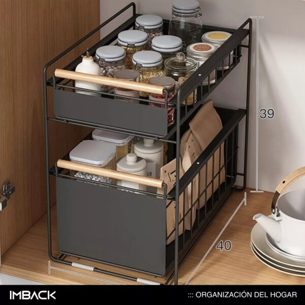 Estante Organizador Bajo Mesada Alacena Cocina 2 Cajones IMBACK Estante Organizador Bajo Mesada Alacena Cocina 2 Cajones IMBACK