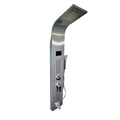 Panel de ducha monocomando exterior con transferencia, Display, 5 vías Gris Brillante Panel De Ducha Monocomando Exterior Con Transferencia, Display, 5 Vías Gris Brillante