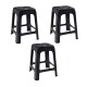 Set x3 Banqueta apilable de plástico resistente NEGRO