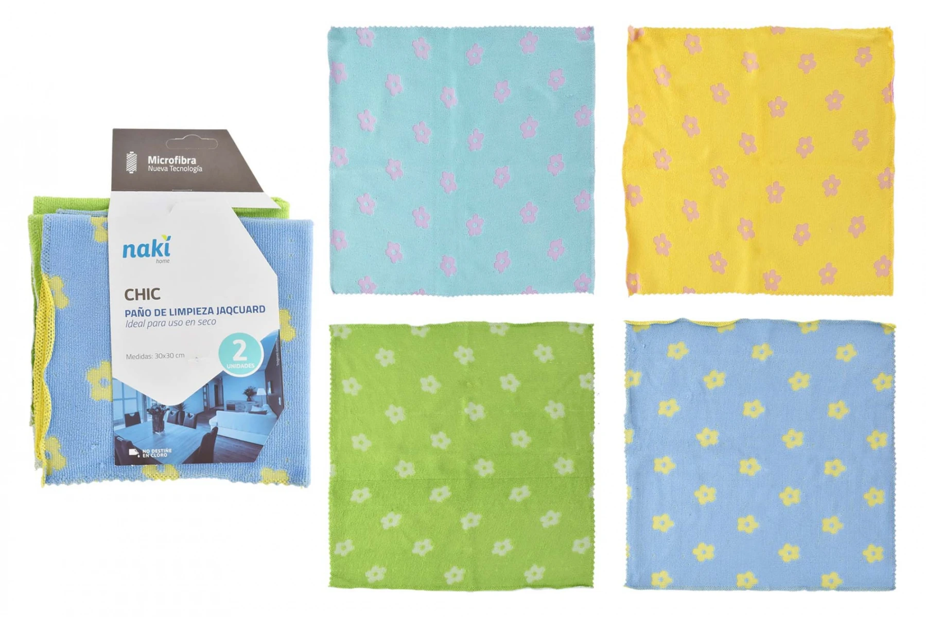 PAÑO DE LIMPIEZA NAKI JACQUARD CHIC 30X30 CM X 2 UNI ANTICLORO Q.48 