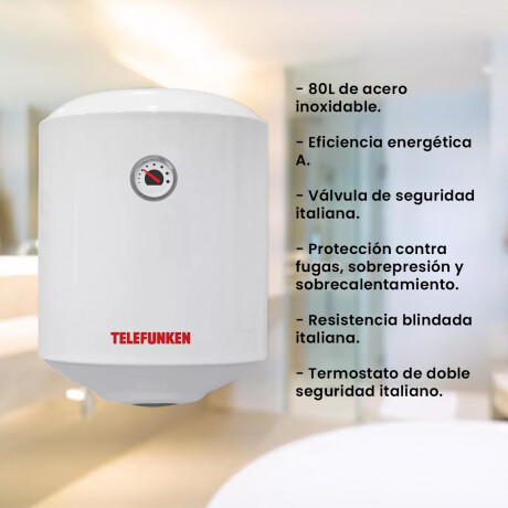 Termotanque Telefunken 80 Litros Acero 001