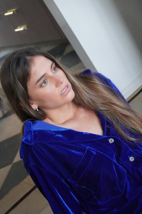 Velvet Shirt con Puño Azul Francia