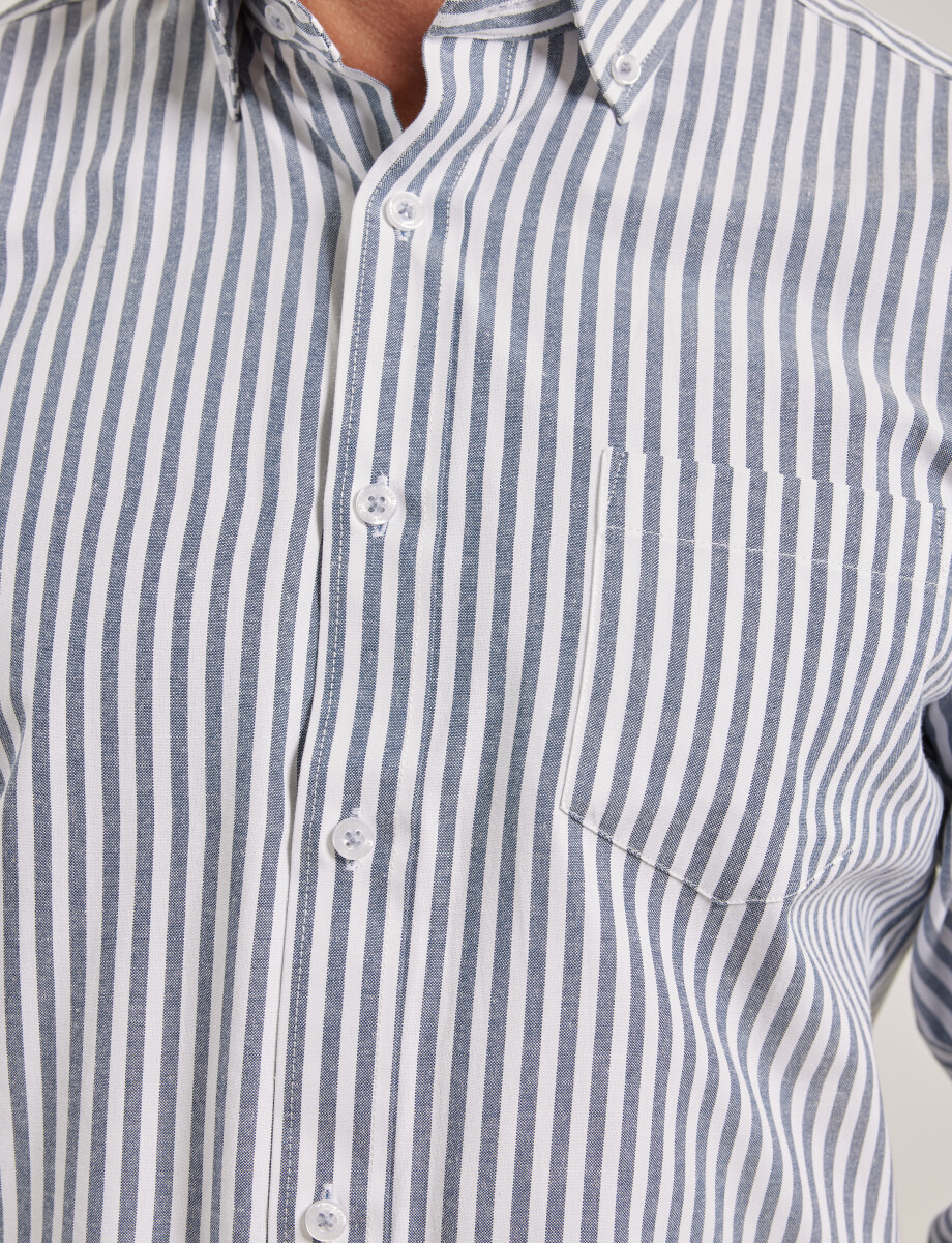 012561 CAMISA HARRINGTON LABEL Gris/blanco
