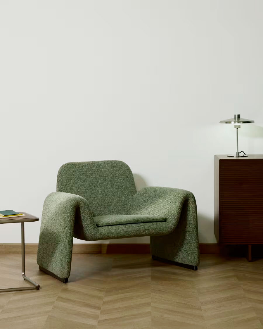 Butaca Melvia de chenilla verde