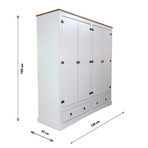 ROPERO 4 PUERTAS 2 CAJONES BLANCO MEX032 ROPERO 4 PUERTAS 2 CAJONES BLANCO MEX032