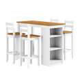 JUEGO DESAYUNADOR 4 BANQUETAS COLOR NATURAL/BLANCO Juego Desayunador 4 Banquetas Color Natural/blanco