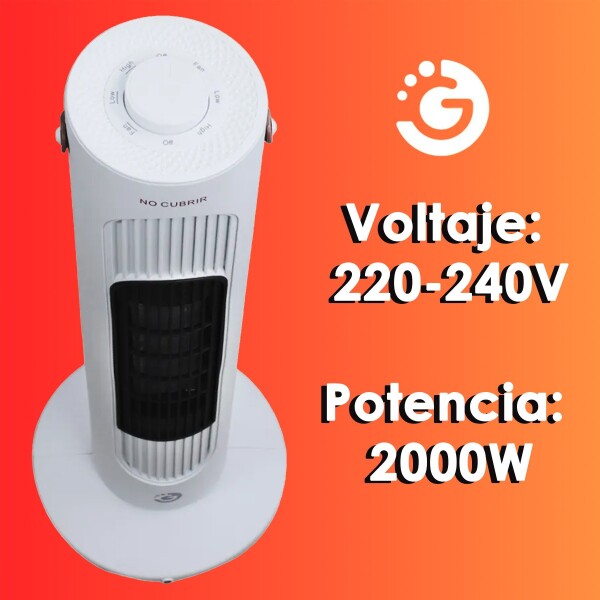 Estufa Calefactor Ceramico Torre Electrica Oscilacion 2000W® Variante Color Blanco