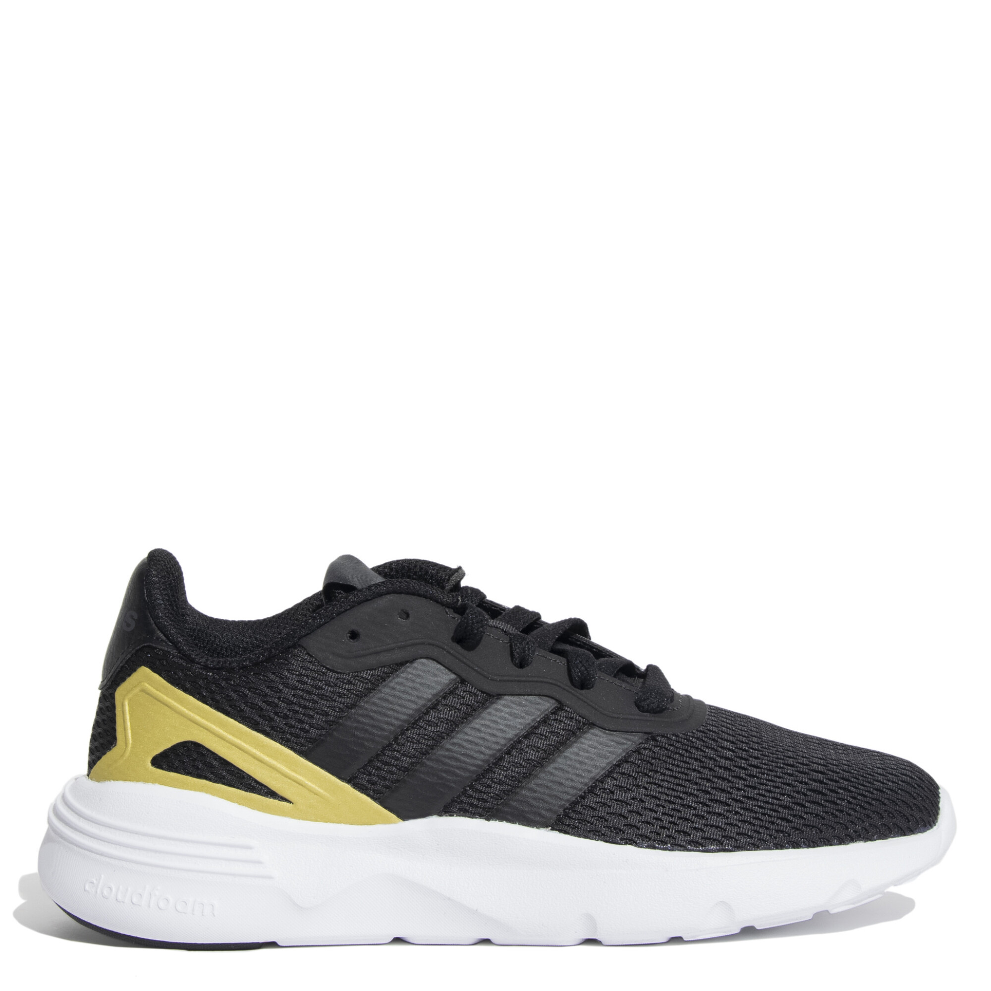 Championes de Mujer Adidas Nebzed Cloudfoam Lifestyle Running Adidas Negro Dorado Peppos