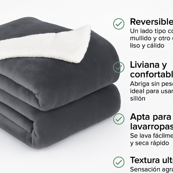 Frazada Manta Polar Con Corderito Acolchado 1 Plazas 200x150 Variante Color Gris