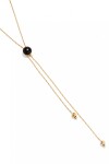 COLGANTE DE ALEACION DE METALES BAÑADO EN ORO 18K CON CADENA REGULABLE Y MURANO NEGRO Colgante