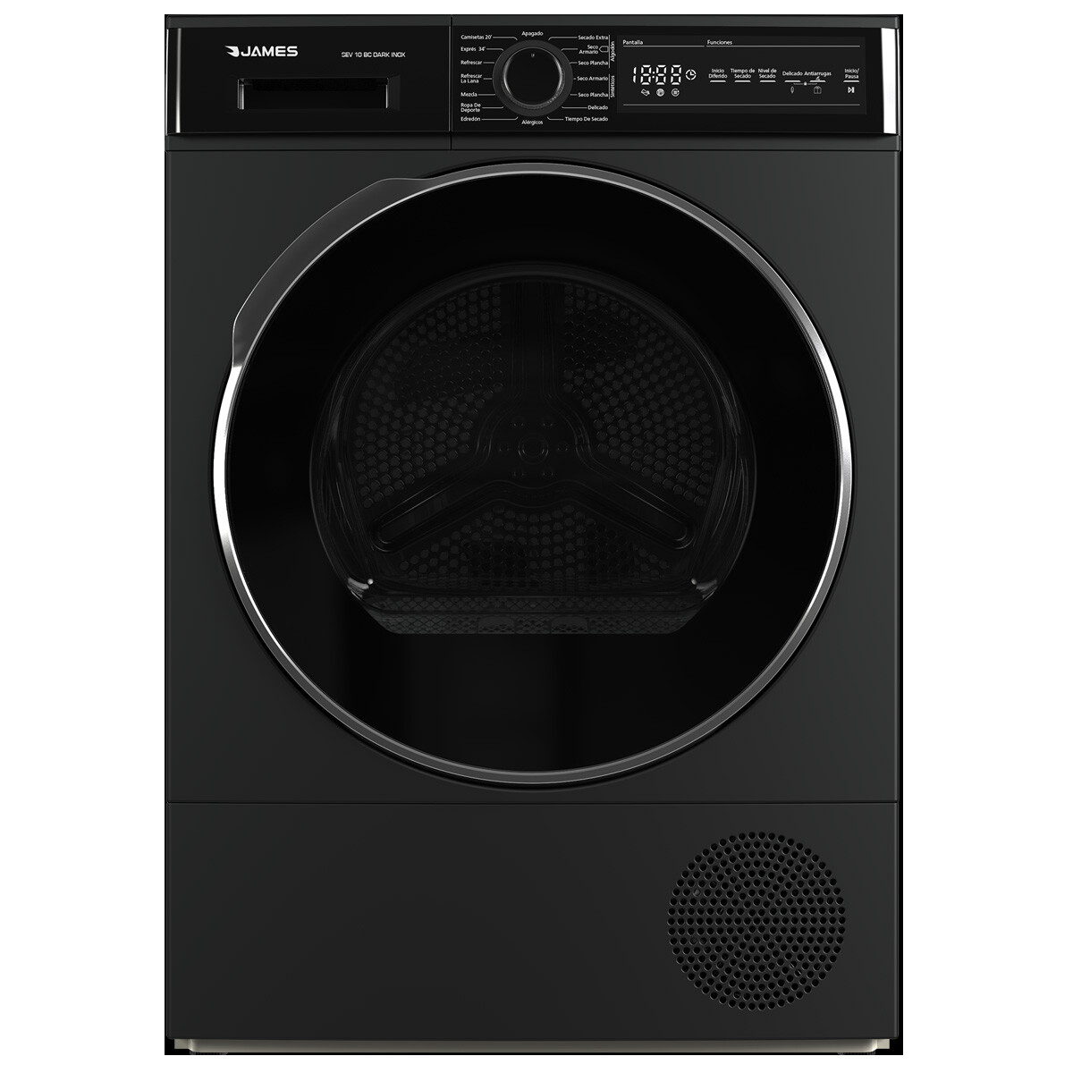 SECARROPAS JAMES FRONTAL 10KG 15 PROGRAMAS SEV10BC INOX NEGRO 