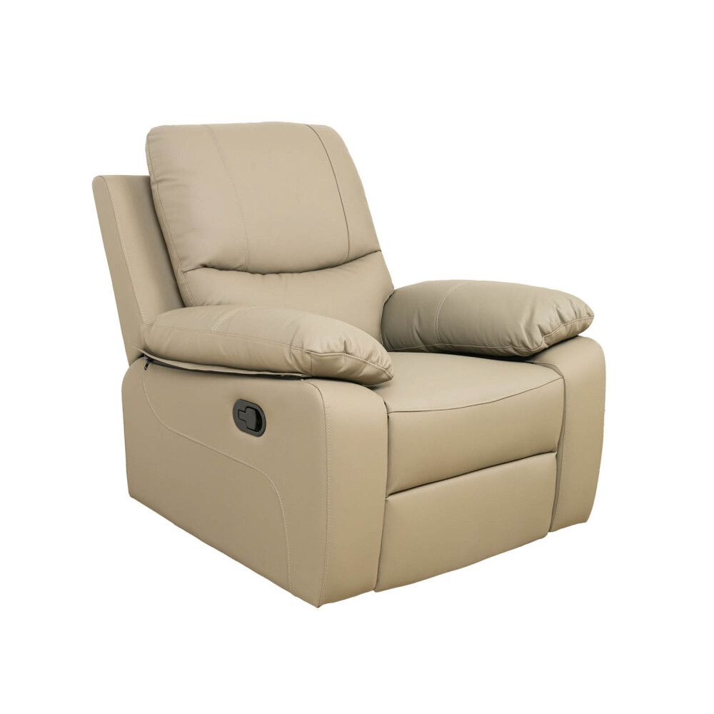 RECLINER MANUAL 1 CUERPO CUERO-Y-SIMIL-CUERO MARRON LINA TAUPE