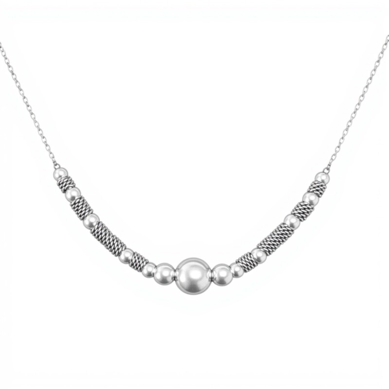 Cadena gargantilla bolitas tailandesa-Plata 925-Sin Piedra-CD3473 sinpiedra