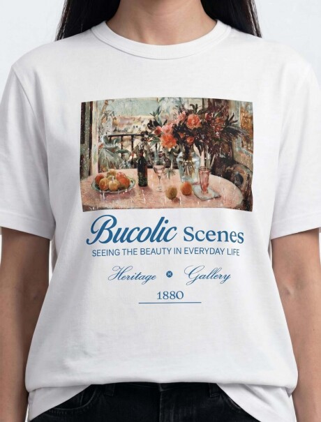 BLUSA ESTAMPADA DE MANGA CORTA BLANCO