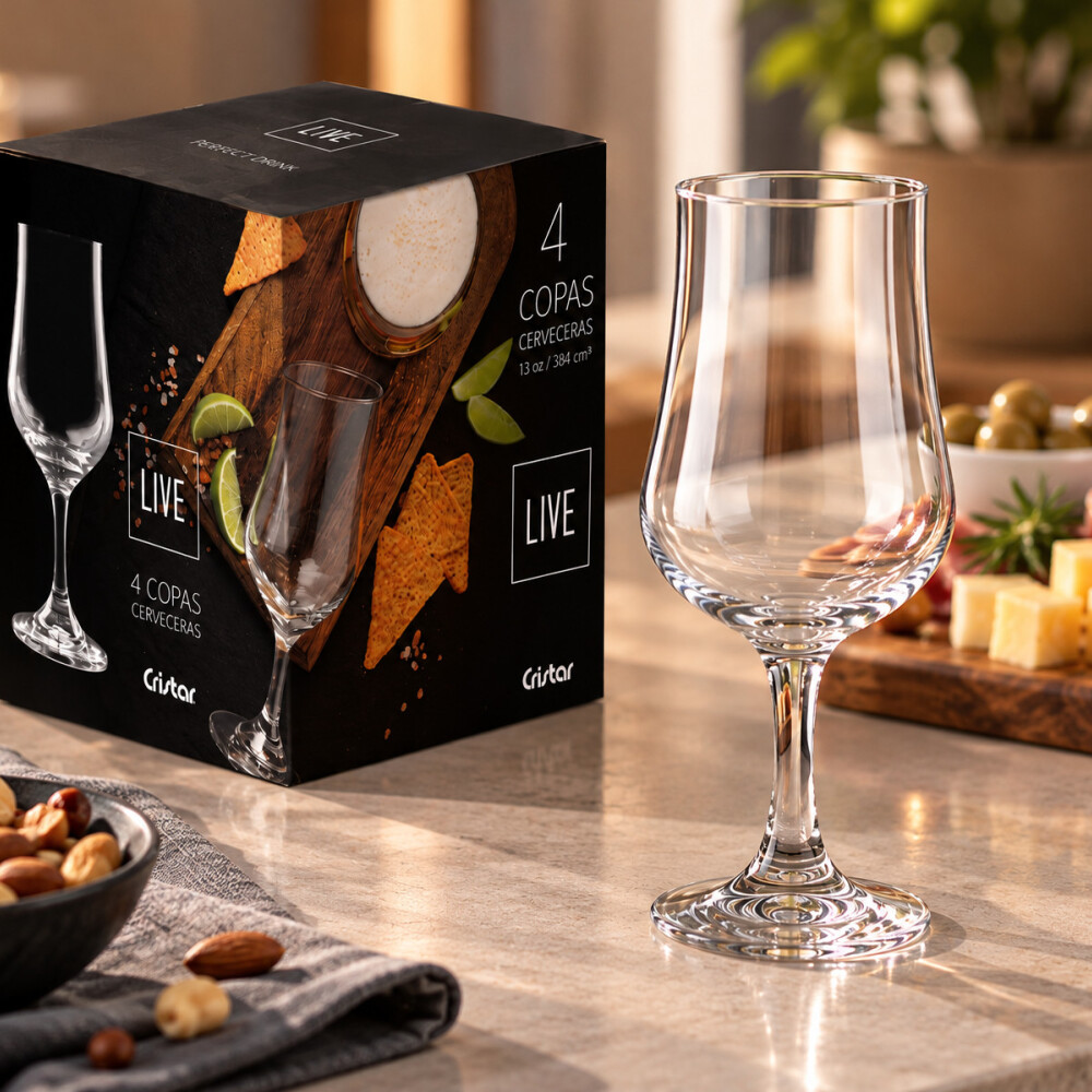 Set copas cerveza Bolonia 385ml x4 CRISTAR Set copas cerveza Bolonia 385ml x4 CRISTAR