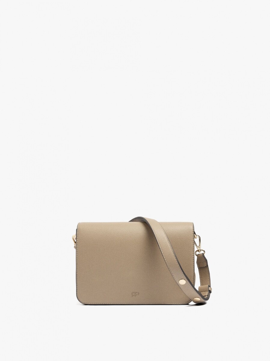 Bolso Bandolera Con Textura Y Solapa - taupe 