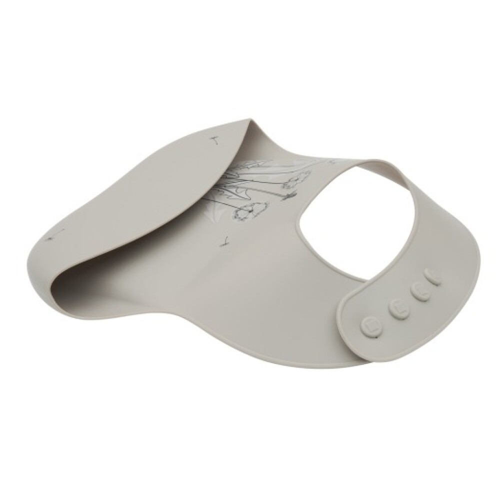 Babero Silicona Platinum Flores Kikkaboo Beige