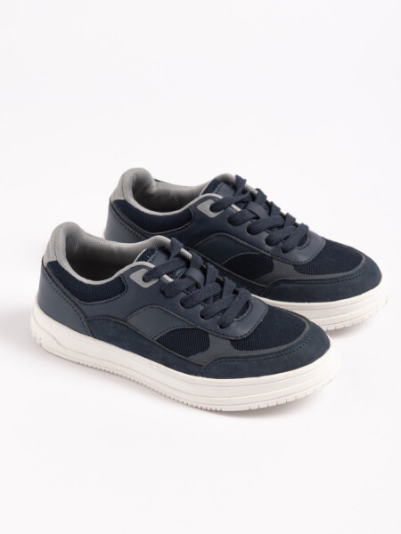 Zapatilla acordonada combinada Azul