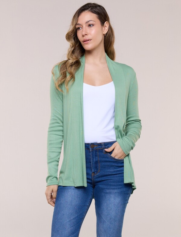 Cardigan De Punto Acanalado VERDE