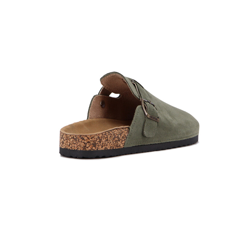 Zueco Country Cuero Mujer Oliva