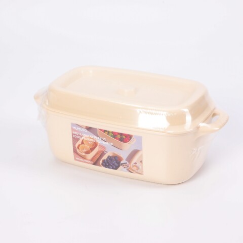 CONTENEDOR DE PLÁSTICO RECTANGULAR PARA ALIMENTOS (900 ML / BEIGE / L) CONTENEDOR DE PLÁSTICO RECTANGULAR PARA ALIMENTOS (900 ML / BEIGE / L)