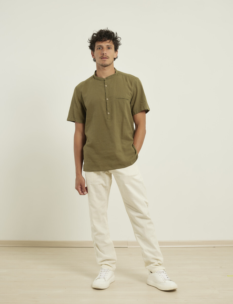 012405 CAMISA HARRINGTON LABEL Verde