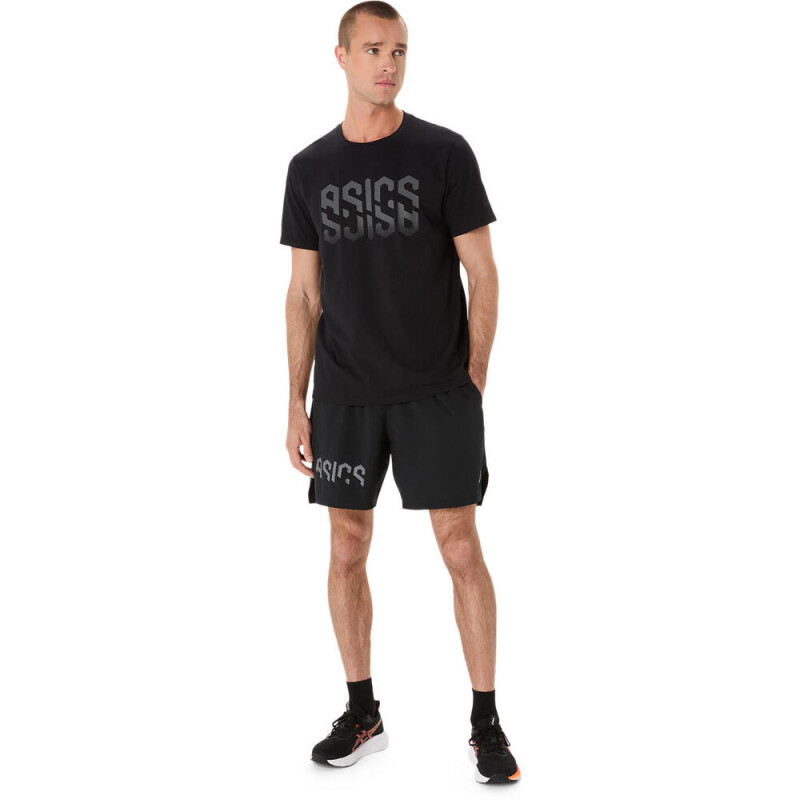 Polo Training Asics Hex Graphic Cotton Blend Tee Hombre Performance Black
