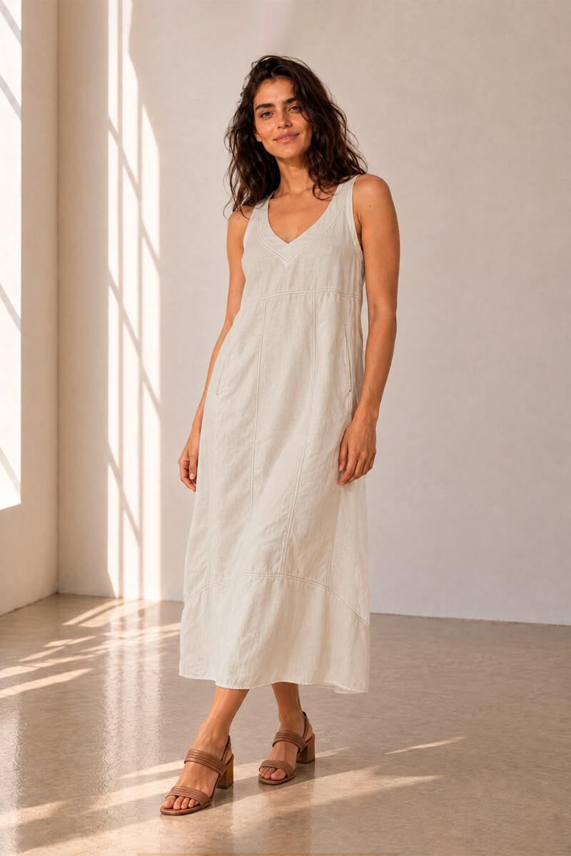 VESTIDO LINO VIVI BEIGE
