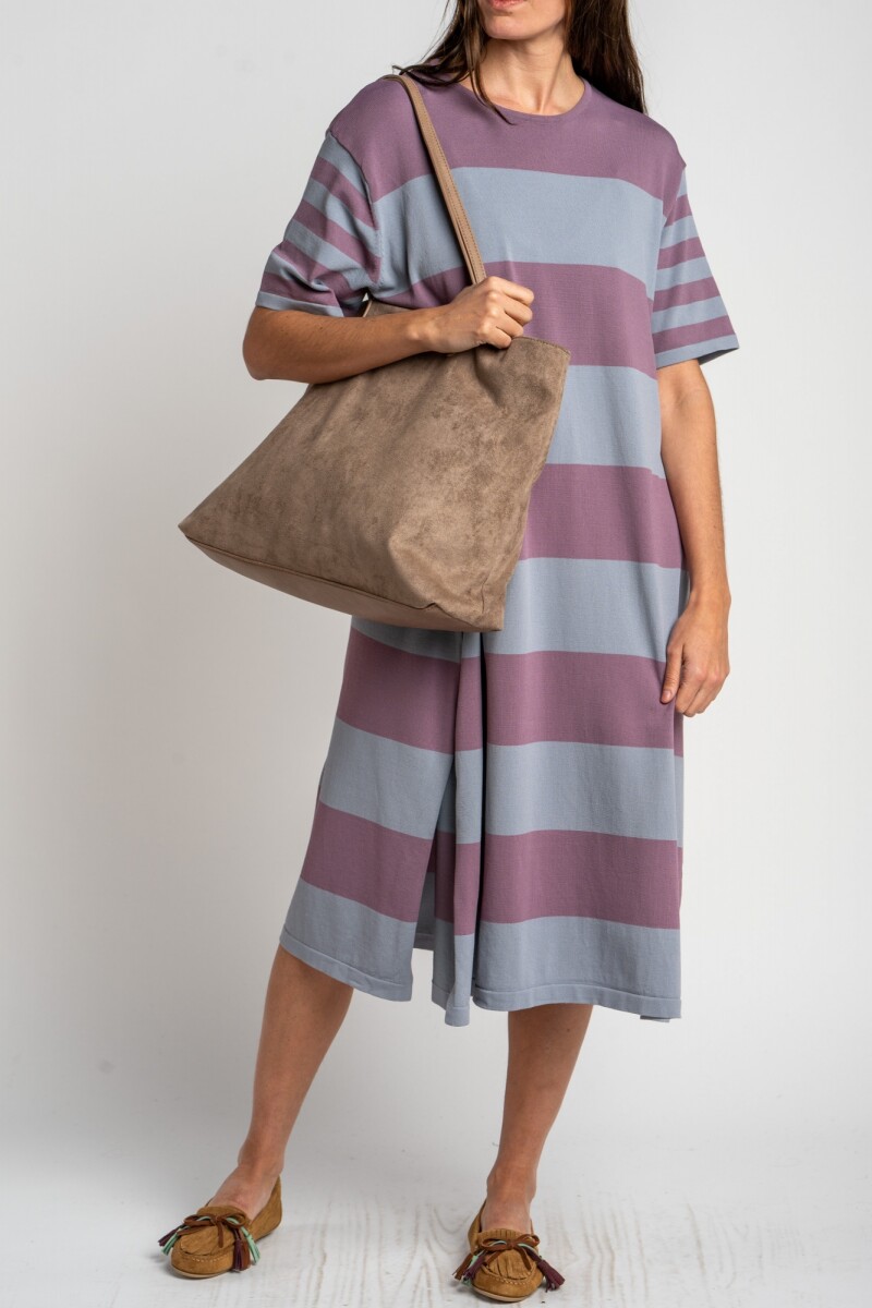 Vestido Tejido A Rayas Lavanda