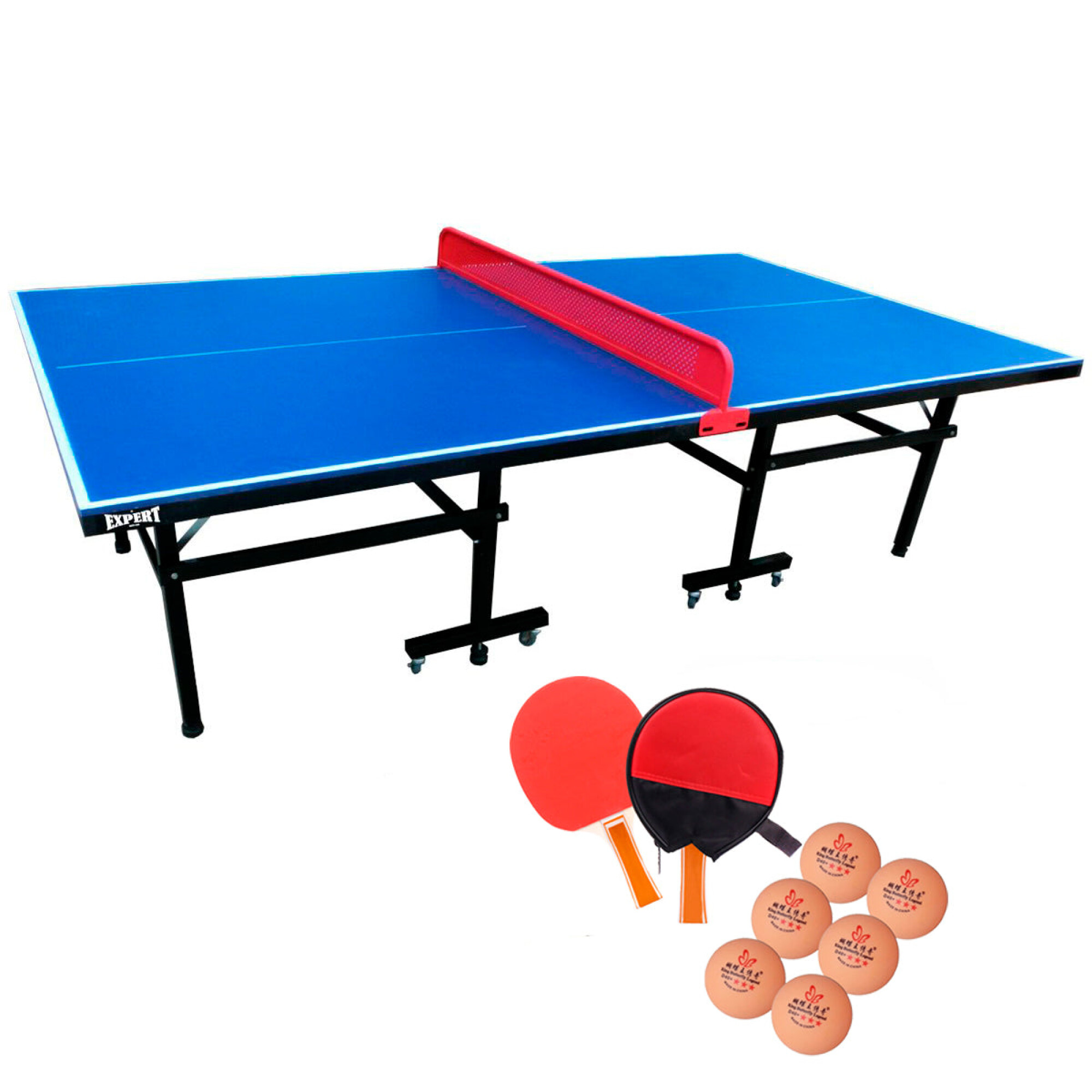Seis mesas de ping pong plegables y de distintos tamaños