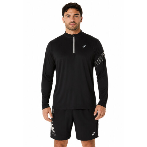 Casaca Running Icon Ls 1/2 Zip Hombre Performance Black