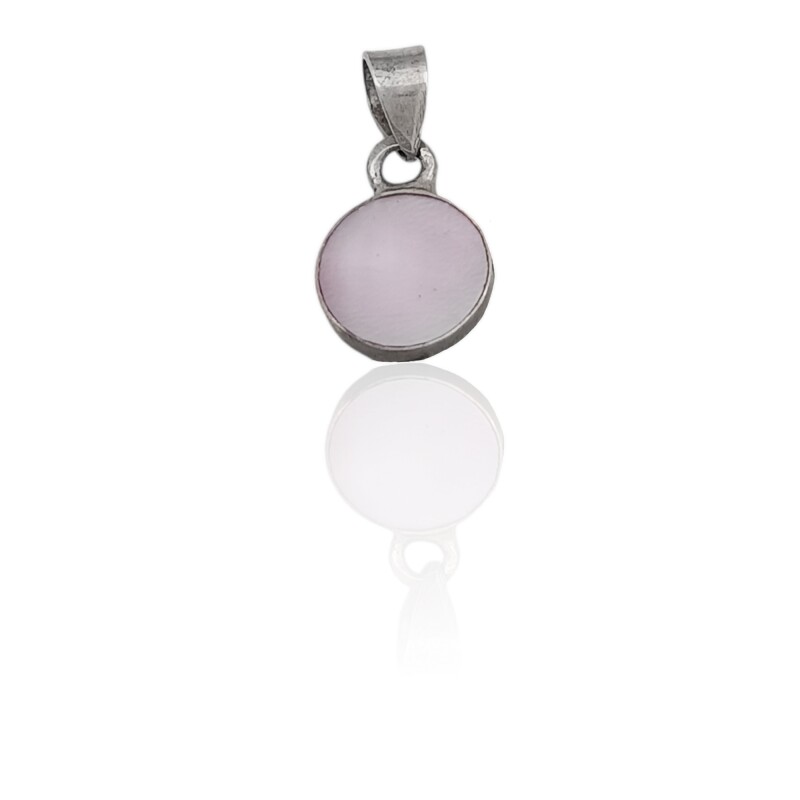 Dije Colgante Circulo-Plata 925-Nacar Rosa-CP3756 conpiedra