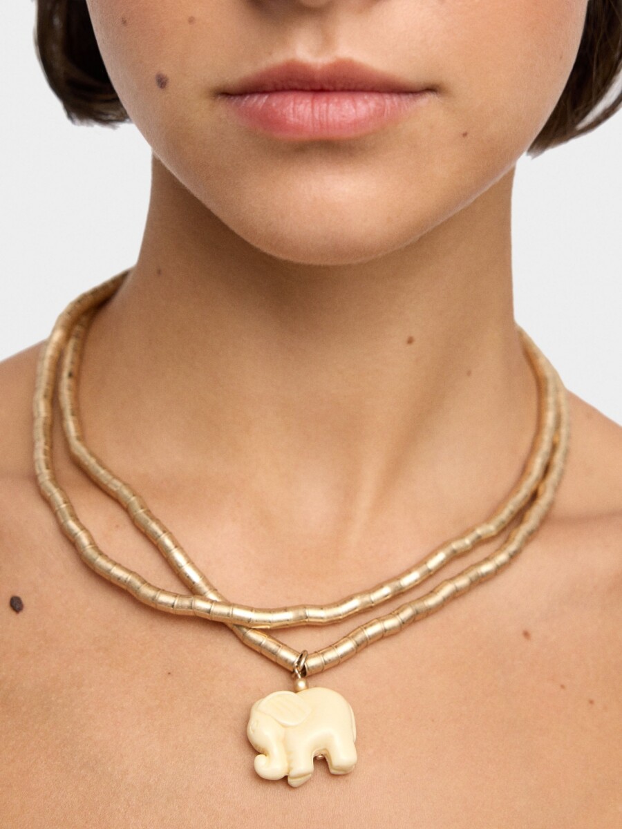 Set De Collares Cortos Colgante De Elefante blanco