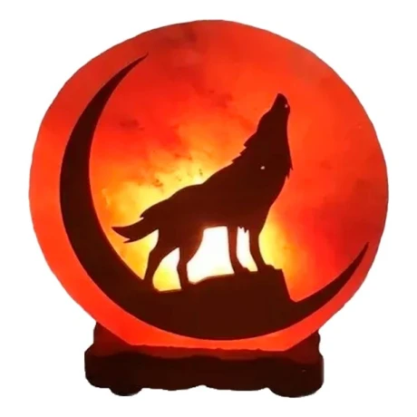 Lampara De Sal Del Himalaya Lobo -3 A 4 Kg Naranja