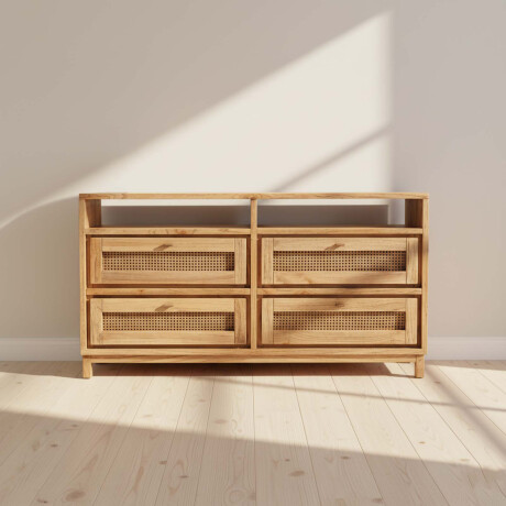 COMODA 4 CAJONES MADERA NATURAL-BEIGE TRENTO