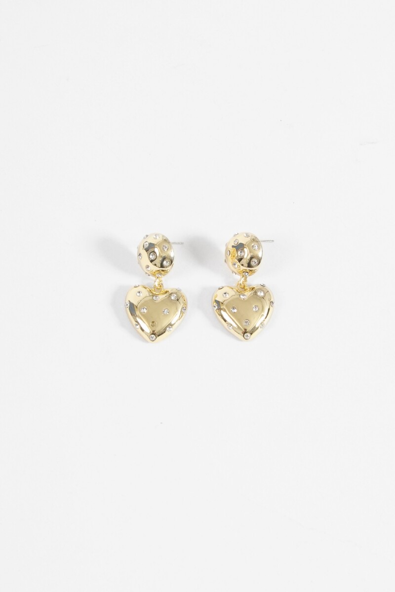 Caravanas cora con strass dorado
