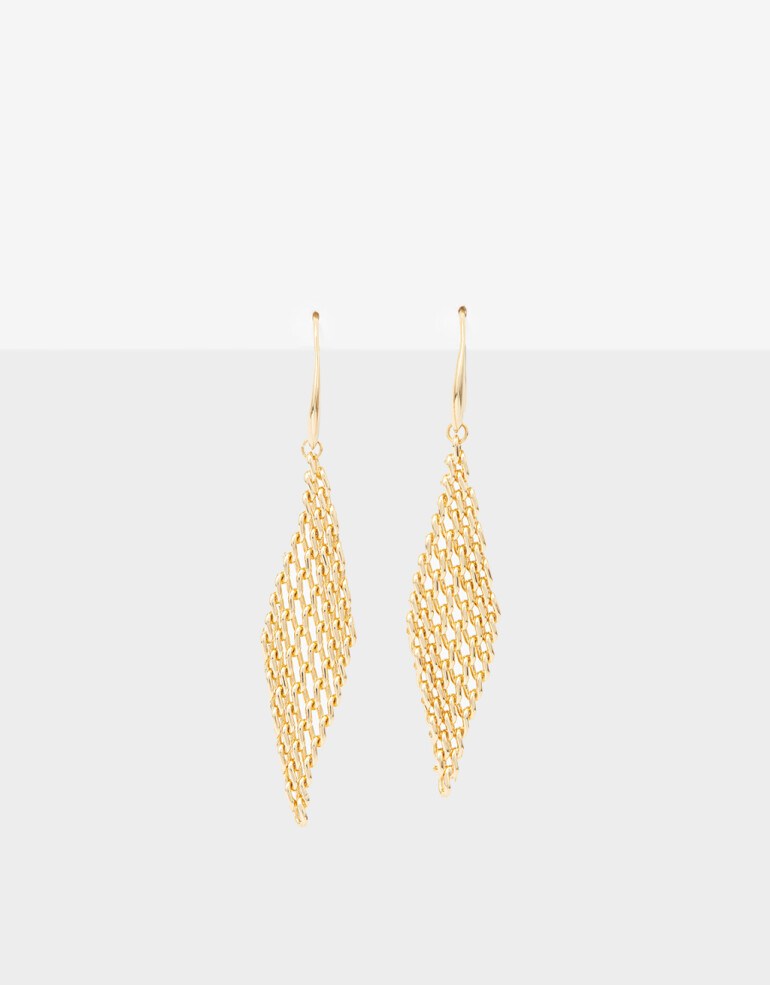 Aros Colgantes Largos Aros Colgantes Rombo Cadena - Dorado