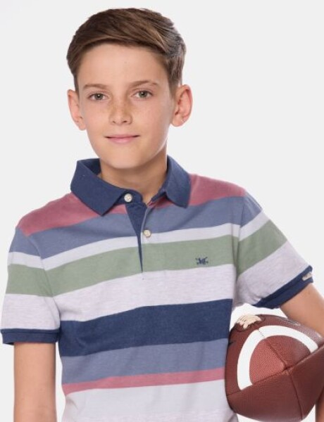 REMERA POLO RAYADA Rosado