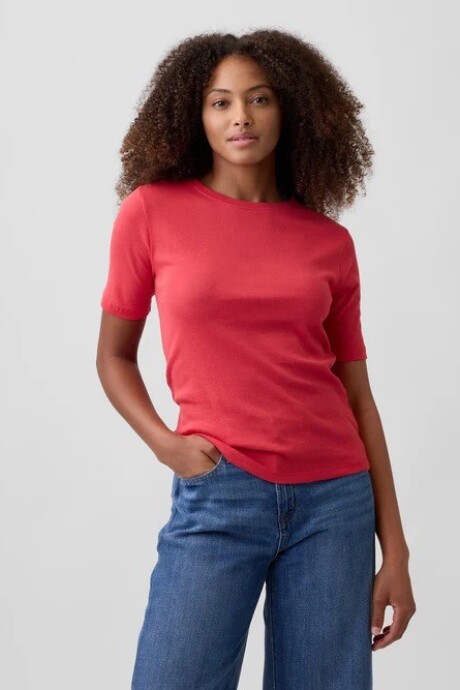 Remera Modal Manga Corta Mujer Hawaiian Red 683