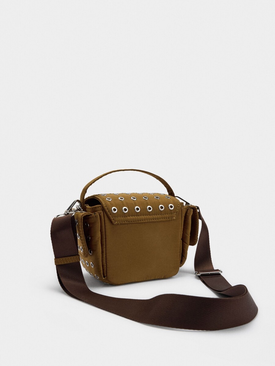 Bolso Bandolera De Nylon Con Tachuelas caqui