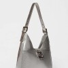 Bolso Signature en cuero graneado metalizado Grafito