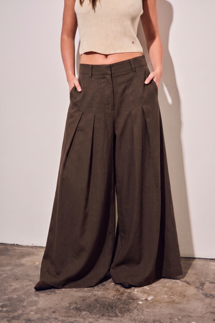 Pantalon Con Lino Safari