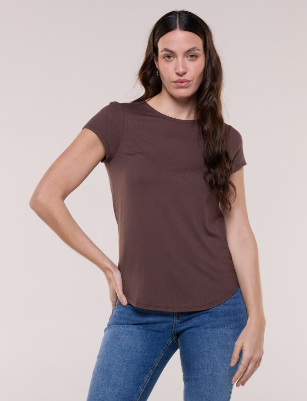 Remera Modal Manga Corta MARRON