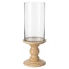 PORTA VELA VIDRIO C/BASE MADERA 14X43CM Unica