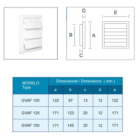 Rejilla veneciana 17x17cm GVAF 150mm Sicflux Rejilla Veneciana 17x17cm Gvaf 150mm Sicflux