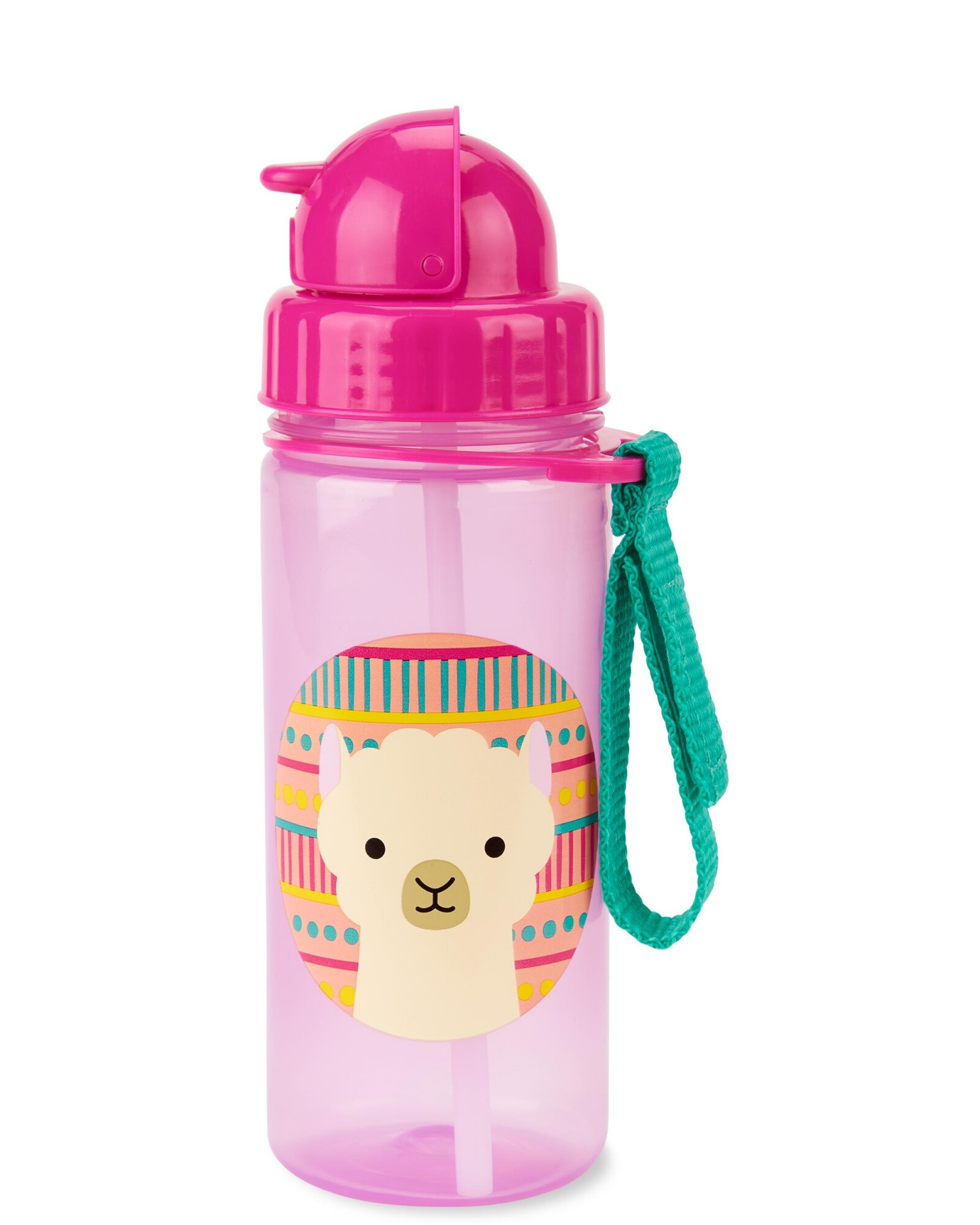 Botella con sorbito, diseño llama Botella con sorbito, diseño llama