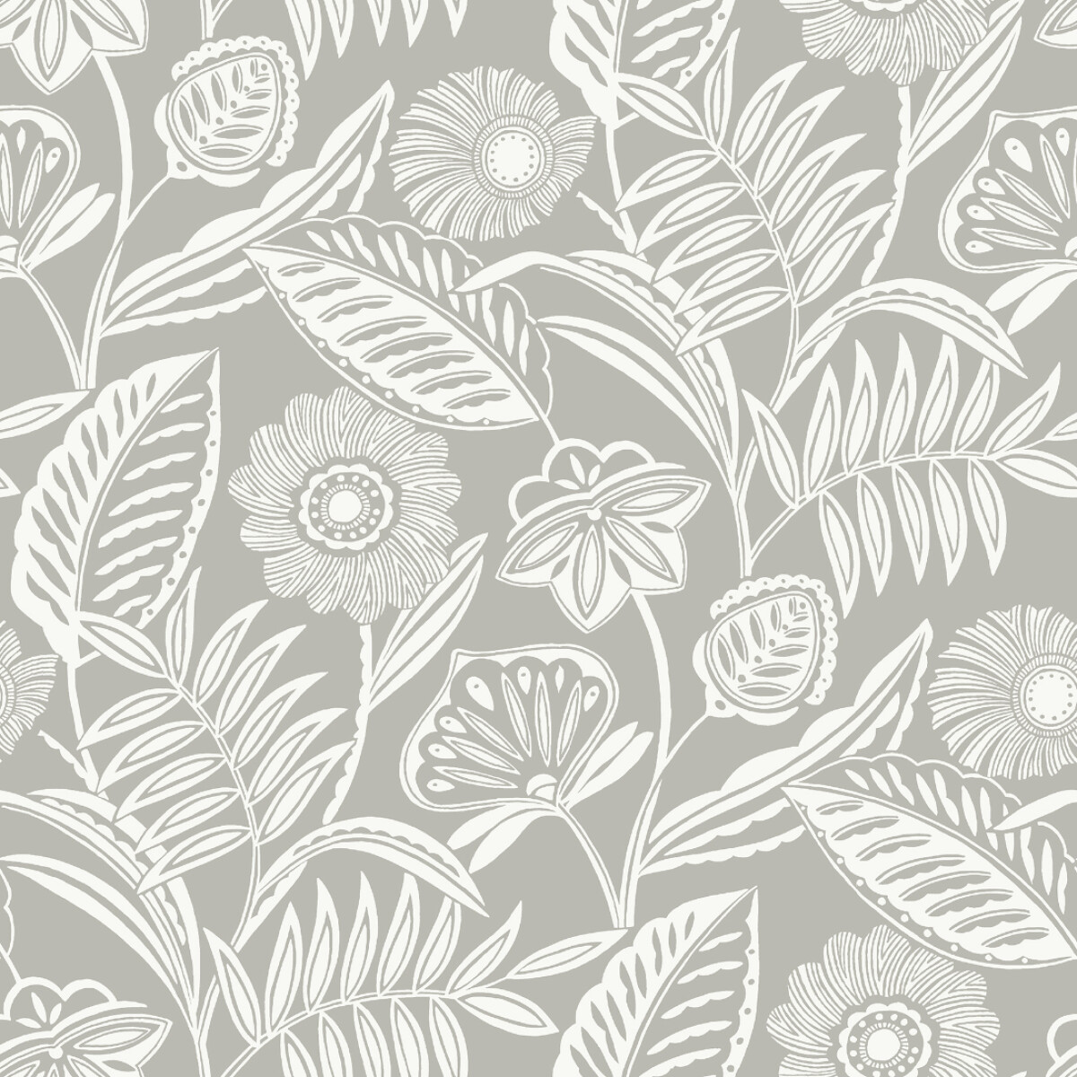COLECCIÓN PACIFICA - ALMA LIGHT GREY TROPICAL FLORAL - 