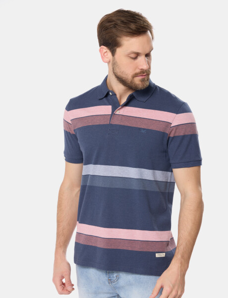REMERA POLO RAYADA Azul