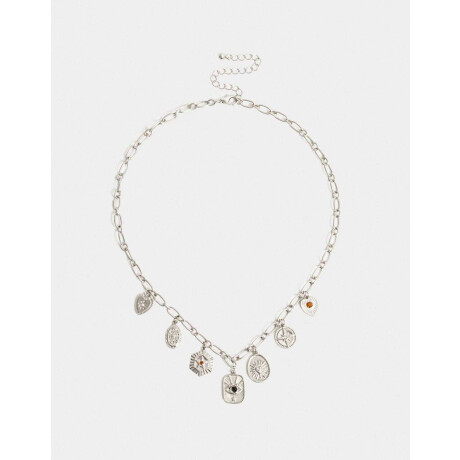 Collar Corto De Metal Plateado